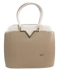 Elegantná lakovaná kroko kabelka S482 béžová - latté GROSSO